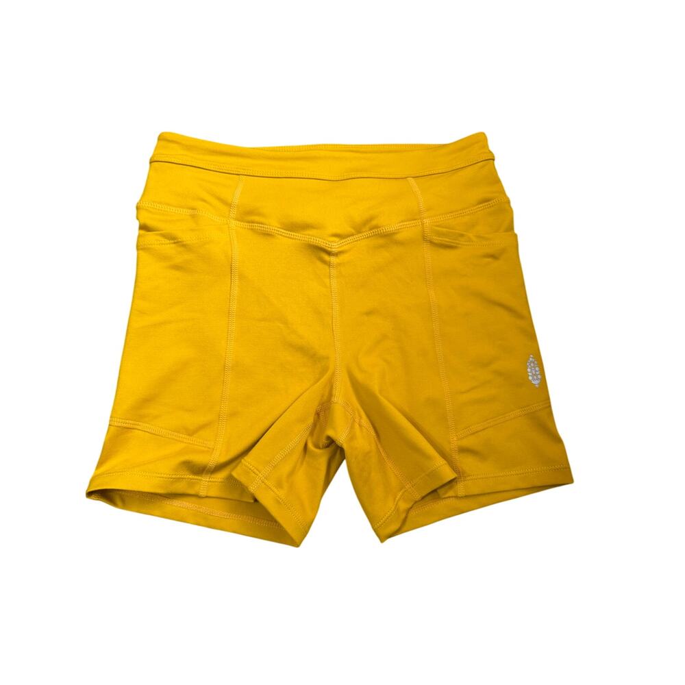 Free People Odessa Bike Shorts Honeycomb Yellow Gold Size Small FP Movement - Picture 2 of 5